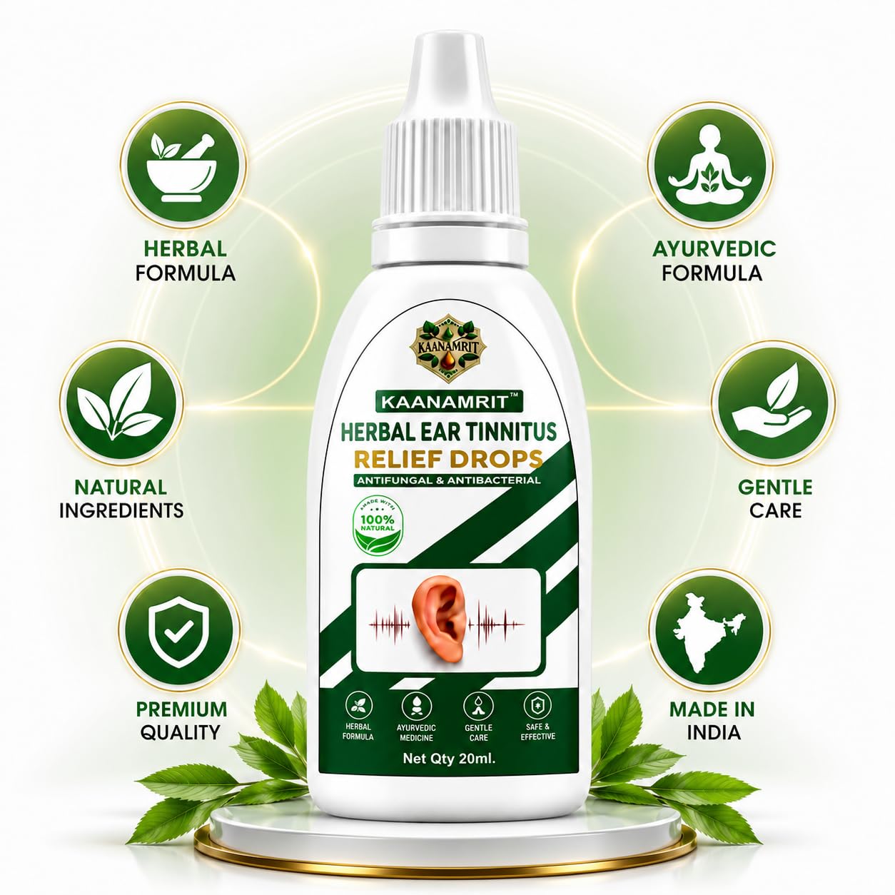 Herbal Ayurvedic Ear Tinnitus Care Drops | Neem & Tulsi | 20 ml | Made in India — Amazon image 3