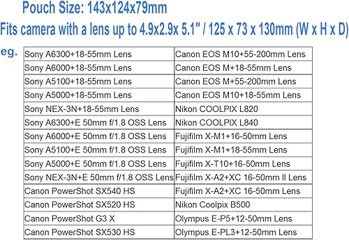 Vista 34 de JJC - Funda de neopreno ultraligera para cámara Sony A6600 a6500 a6400 a6300 a6100 a6000 a5100 + 0.709-2.165 in/E 1.969 in F1.8, bolsa para Fuji