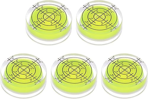 HARFINGTON 5 unidades de nivel redondo de burbuja de 1.260 x 0.472 in, mini niveles circulares de espíritu de diana para nivelación de cámara,