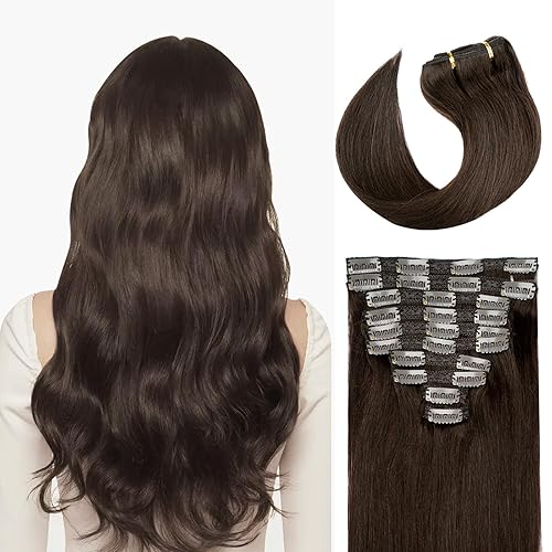 Miniatura 7 de Extensiones de cabello humano con clip de 18 pulgadas, cabeza completa, 4.23 onzas, 7 piezas, 16 clips de color negro azabache, extensiones de