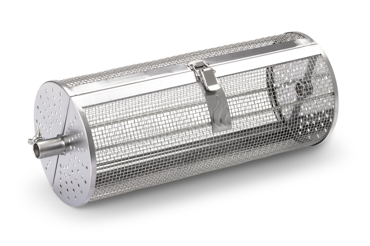 Grillfürst Cestello Universale per girarrosto, Rotondo - Cestello per girarrosto, cestello per girarrosto in Acciaio Inox, cestello per Grill a Gas, Dimensioni complessive: 38 x 13,8 cm