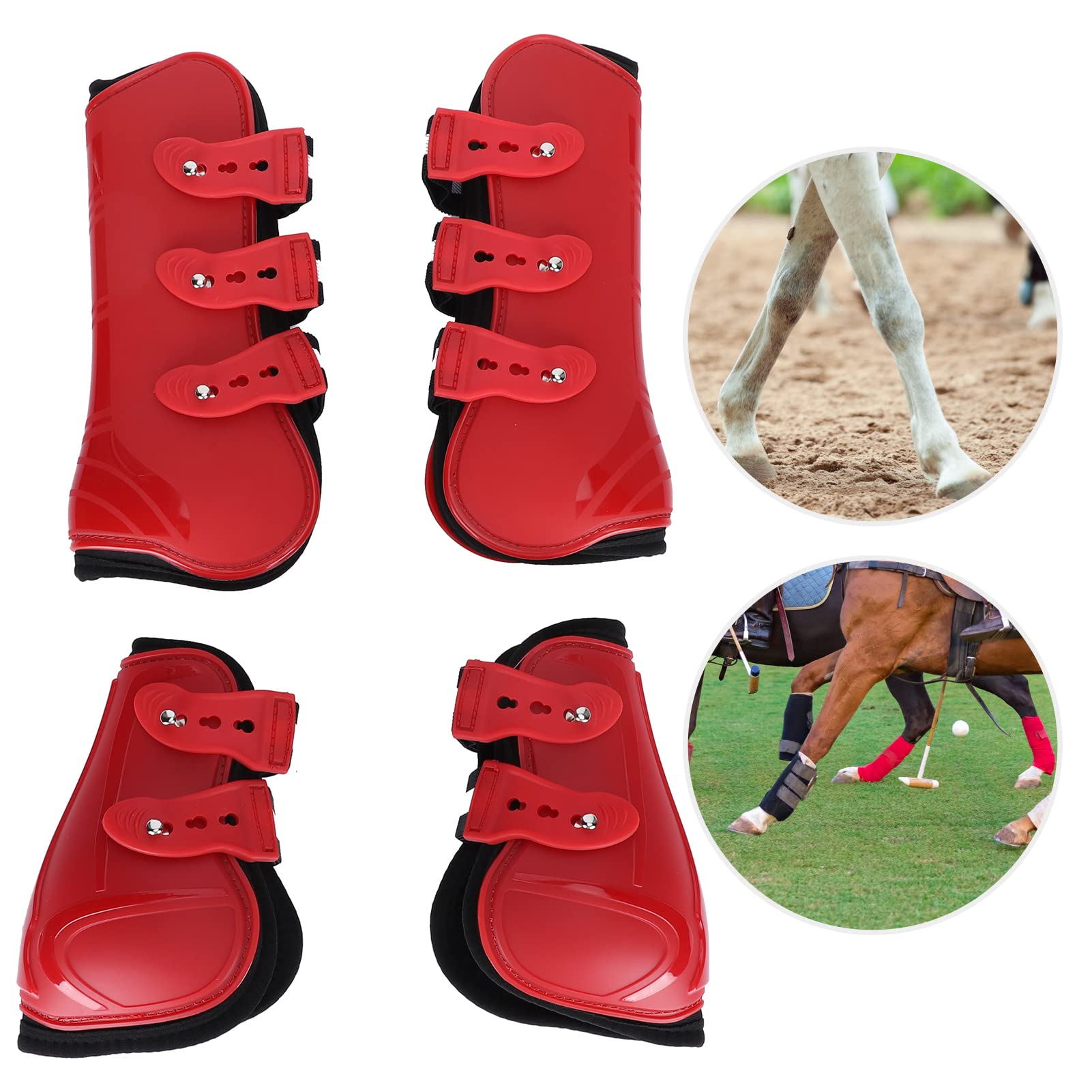 Gambale per Cavallo Ispessito Protezione per Gamba di Cavallo in PU Leggings per Ostacoli con Cinture Resistenti Bottoni Facili da Allacciare Fodera Morbida per (XL)