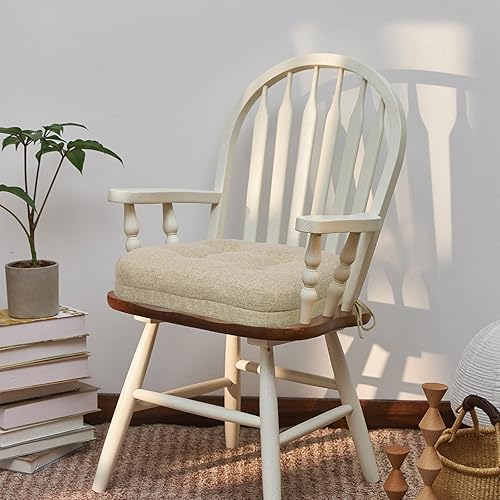 Miniatura 6 de baibu Juego de 4 almohadillas para sillas de comedor, cojines de asiento de espuma viscoelástica, cojines antideslizantes para sillas de comedor con