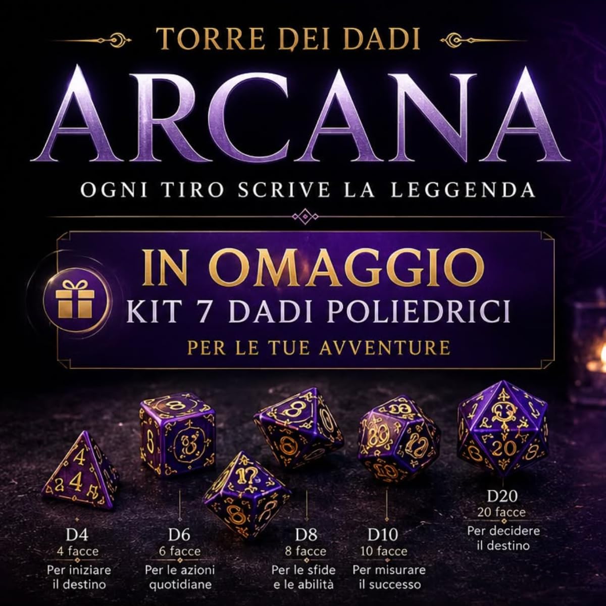 Torre dei Dadi D&D con Porta Dadi Integrato, Dice Tower per Dungeons & Dragons, Torre Lancia Dadi per Giochi di Ruolo da Tavolo RPG, Dadi D&D, Kit 7 Dadi in Omaggio