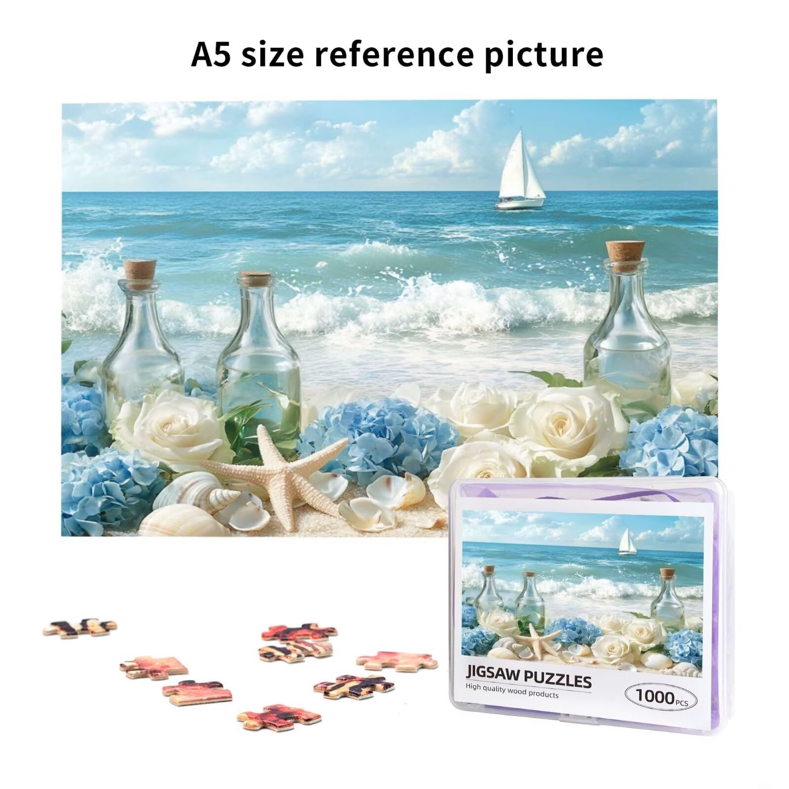 Puzzle 2000 Teile, Puzzle Erwachsene, Holzpuzzle Meer Impossible Jigsaw, Clevere Rätsel, HD Farbe Jigsaw mit Geschenkbox Verpackung for Aesthetic Room Decor, Geschenke für Frauen Blume 100x70cm p-1885