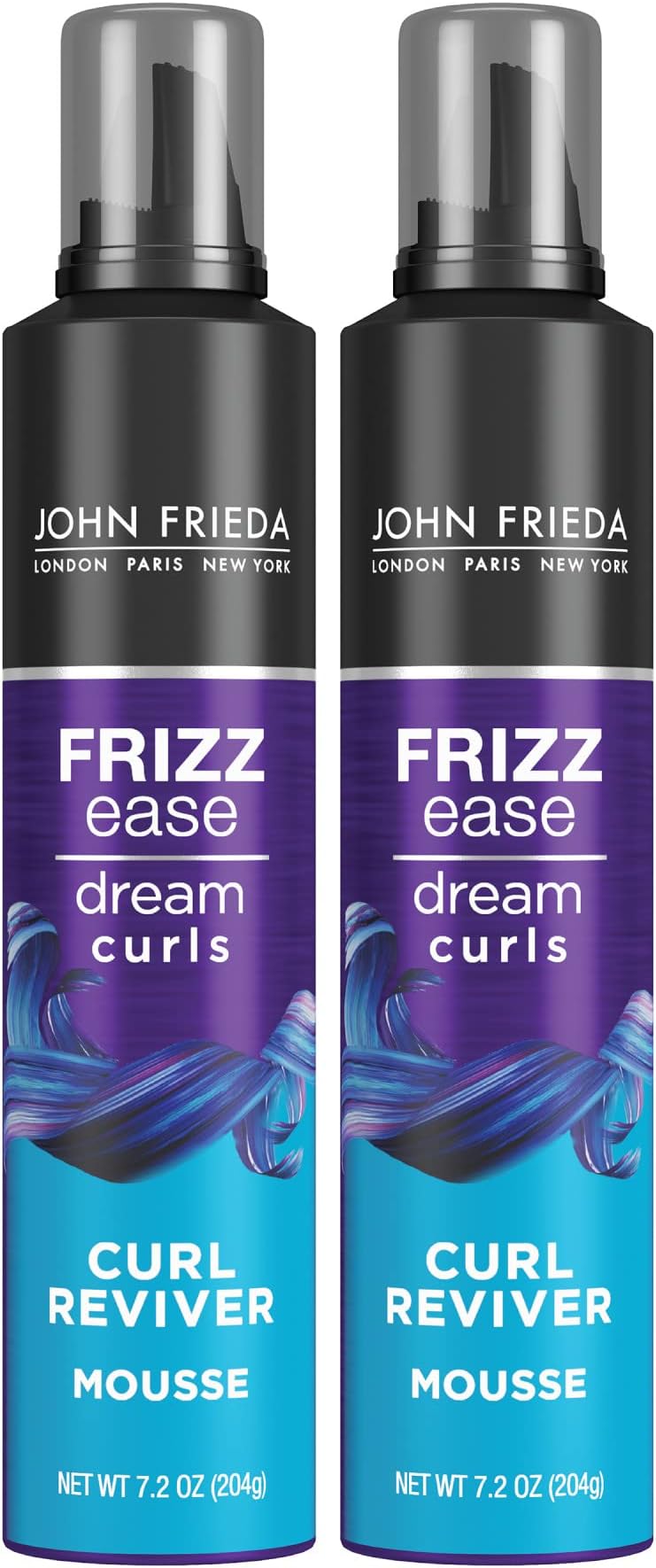Anti Frizz, Frizz Ease Dream Curls Curl Reviver Mousse, Enhances and Moisturizes Natural Curles, Creates a Soft Flexible Hold for Curly or Frizzy Hair, Alcohol-Free, 7.2 Oz, Pack of 2