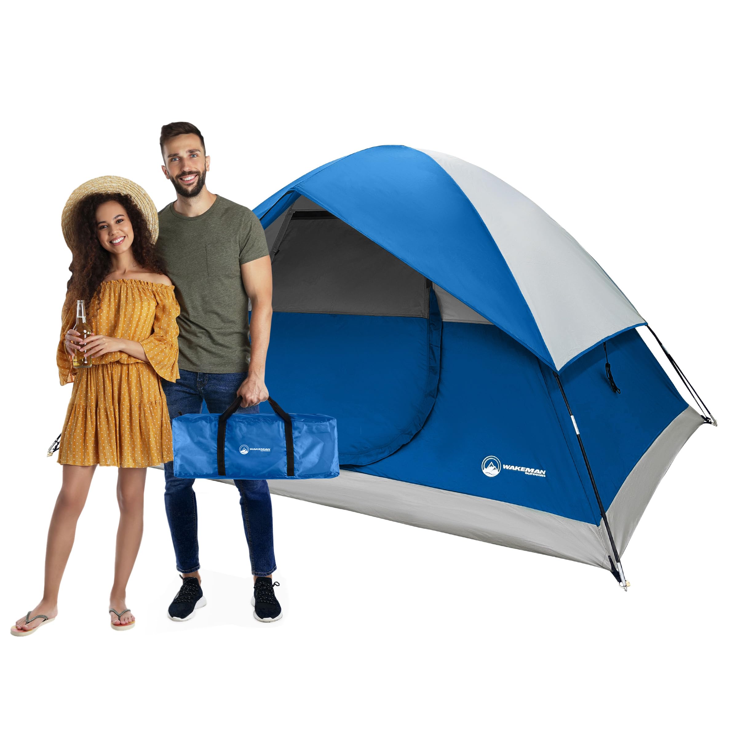 4 Person Camping Tent with Rainfly and Carrying Bag - Easy Pop Up Family Tents for Camping Essentials, Beach, Hiking, Backpacking, Mountaineering and