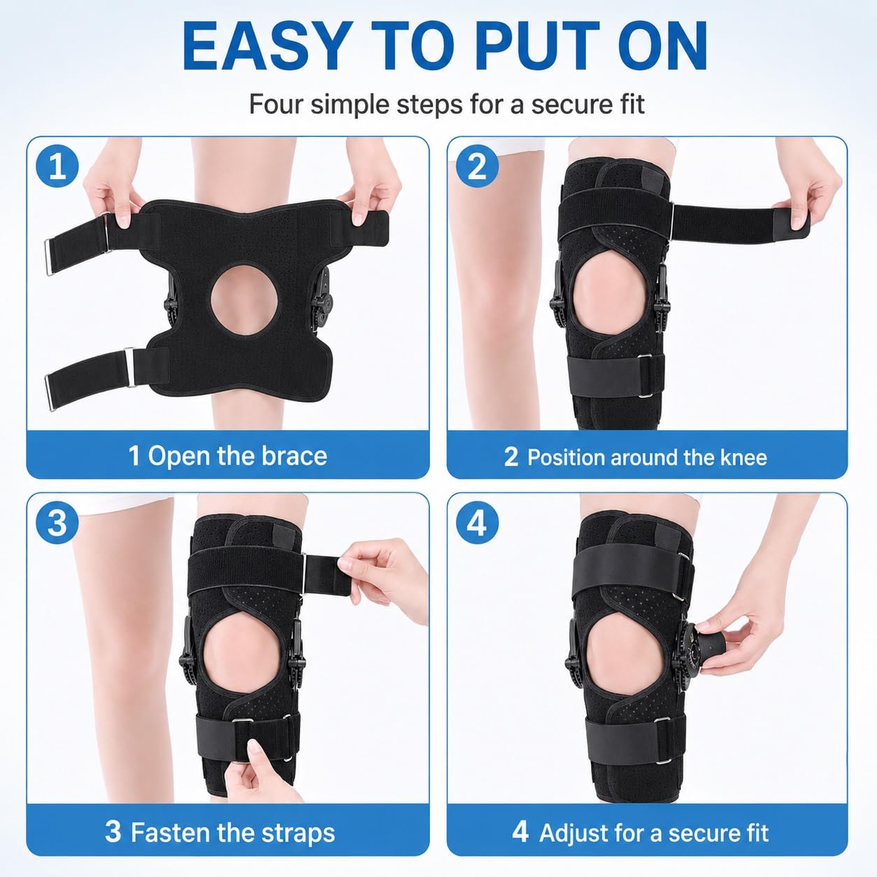 Gelenkige Knieorthese, verstellbare Bewegungsamplitude, Kniestütze zur Unterstützung der ACL-Rehabilitation nach postoperativer orthopädischer Schiene, Stabilisator bei Bänderzerrungen, Beinschut