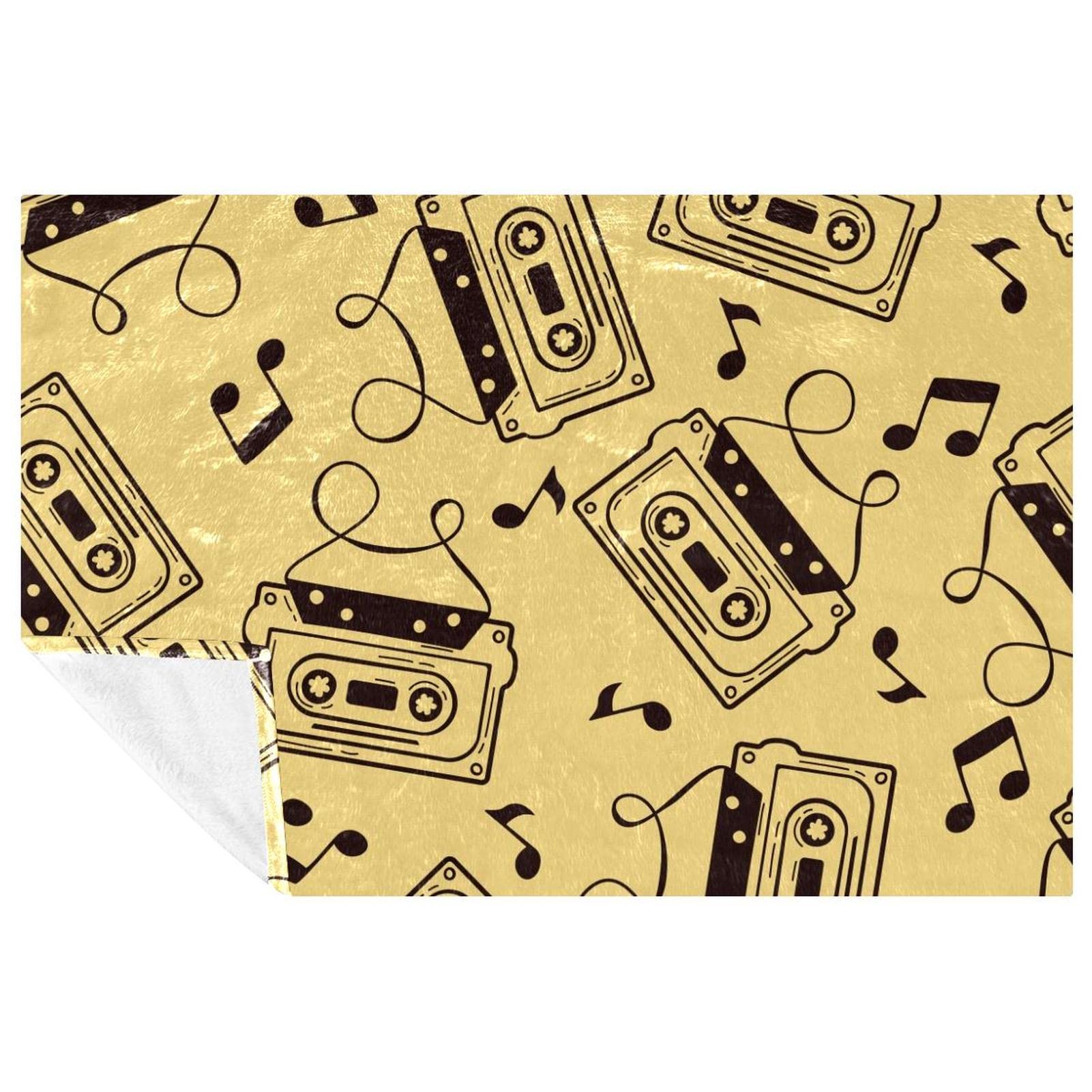 Plaid cassettes audio imprimé pour pique-nique camping et plage