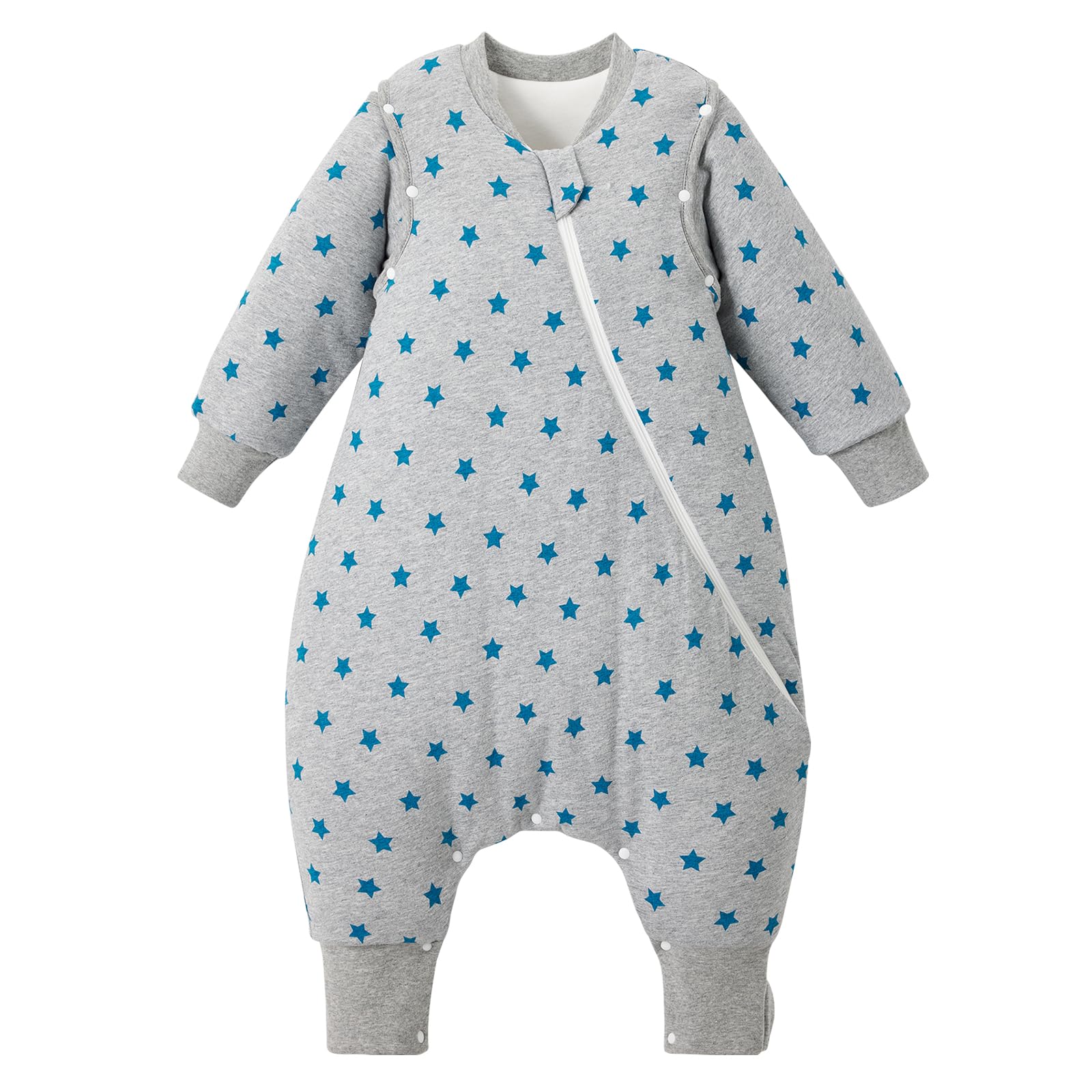 Duomiaomiao Saco de dormir para bebé de 2,5 tog, 100 % algodón, con piernas, cálido saco de dormir para bebé con pies de 2 a 3 años, estrella