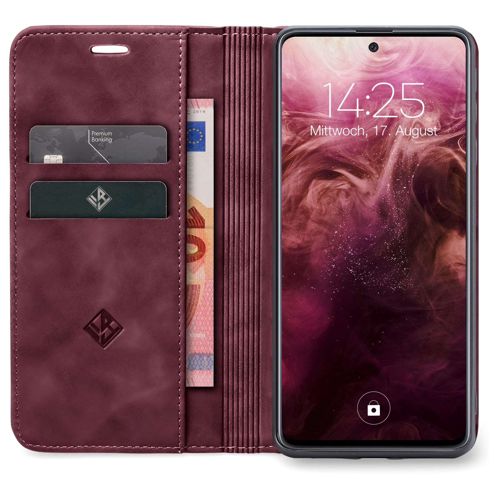 LBH Custodia A Portafoglio Per Xiaomi Redmi Note 13 - Rosso Vinaccia Con Chiusura Magnetica E Supporto
