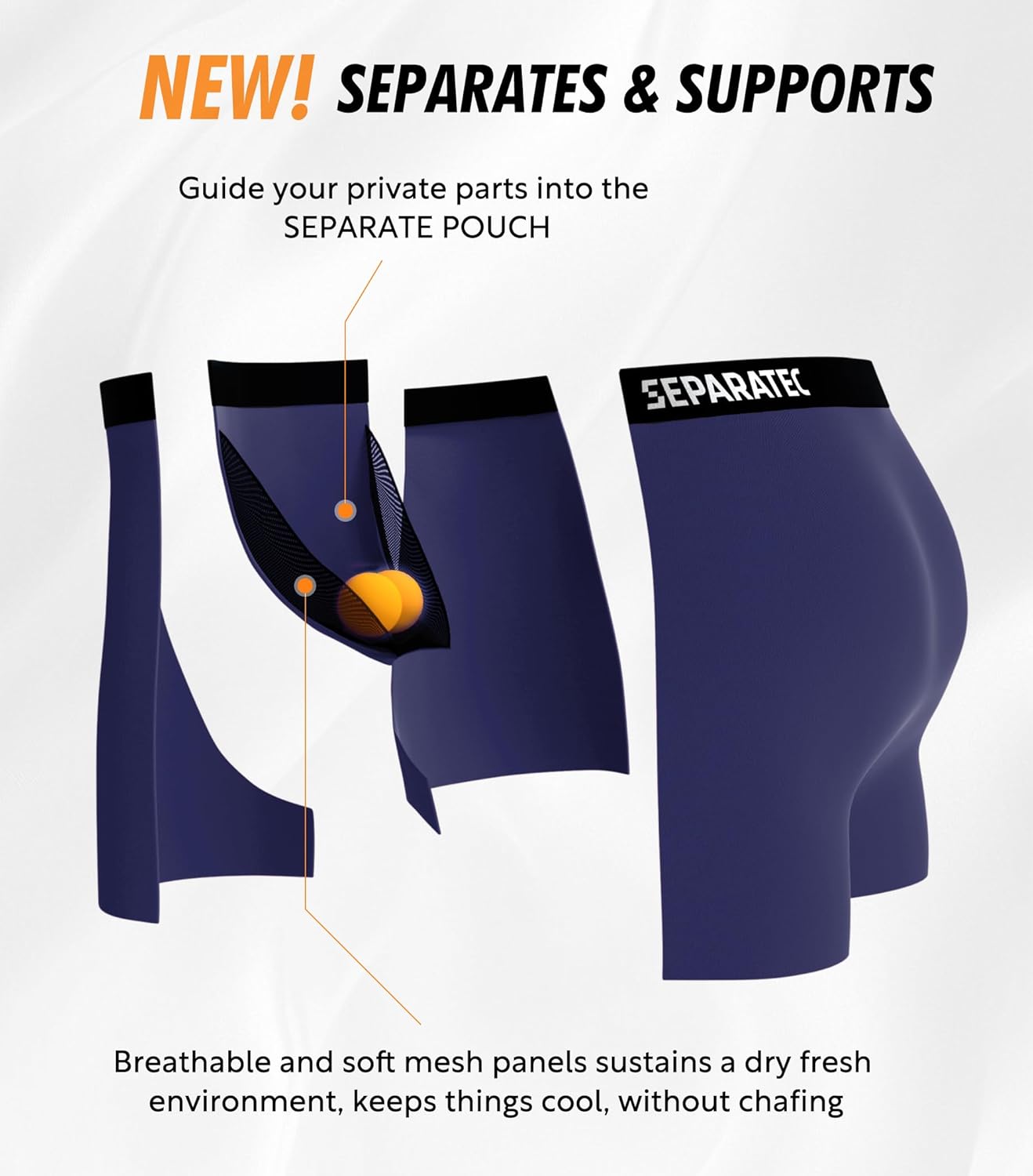 Separatec Mens Underwear with Separate Pouch Moisture Wicking Micro Modal Boxer Briefs Seamless Underwear with Fly 4 Pack - Image 3