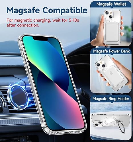 Miniatura 2 de MAGIC JOHN Funda para iPhone 13iPhone 14 (6.1 pulgadas) compatible con Magsafe con soporte de metal magnético a prueba de golpes de grado militar