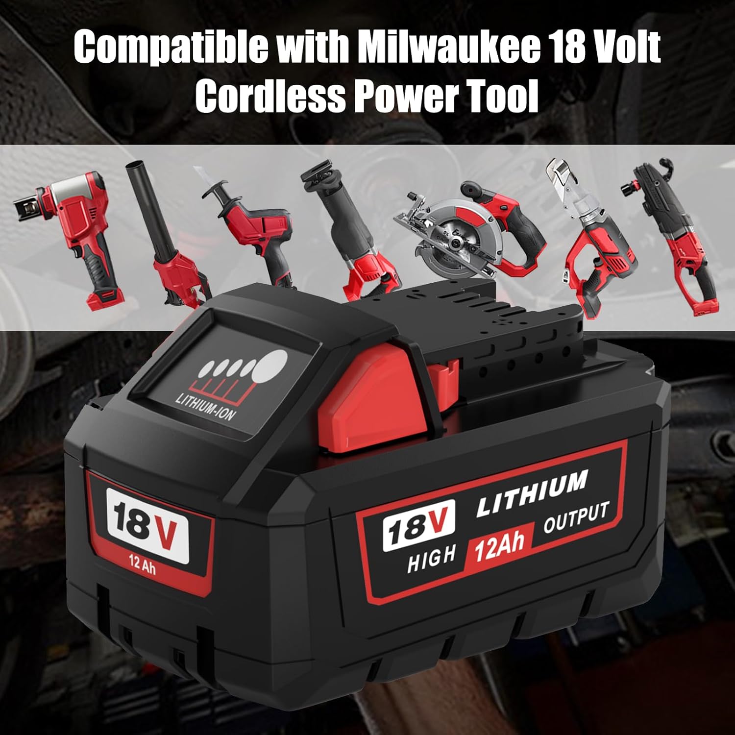 2 Packs 12000mAh Replacement for Milwaukee 18V Battery 12.0Ah High Output Compatible with Milwaukee 18 Volt Batteries 48-11-1880 48-11-1865 48-11-1862 48-11-1852 48-11-1850 (Red)