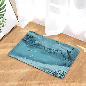 Amazon Co Jp 玄関マット 漫画 美しい 手描き ファンタジー 風景 イラスト 女の子 クジラ 森 足ふきマット 複数の色選べる お風呂マット 足拭きマット キッチン 90 60cm ホーム キッチン