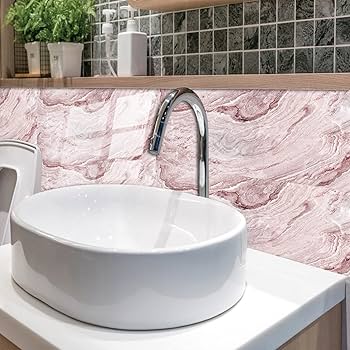12 vellen marmeren tegelstickers, AMOYUN Stick op tegels 15x30cm Peel and Stick Backsplash PVC waterdicht oliebestendig zelfklevend voor keuken badkamer woondecoratie DIY