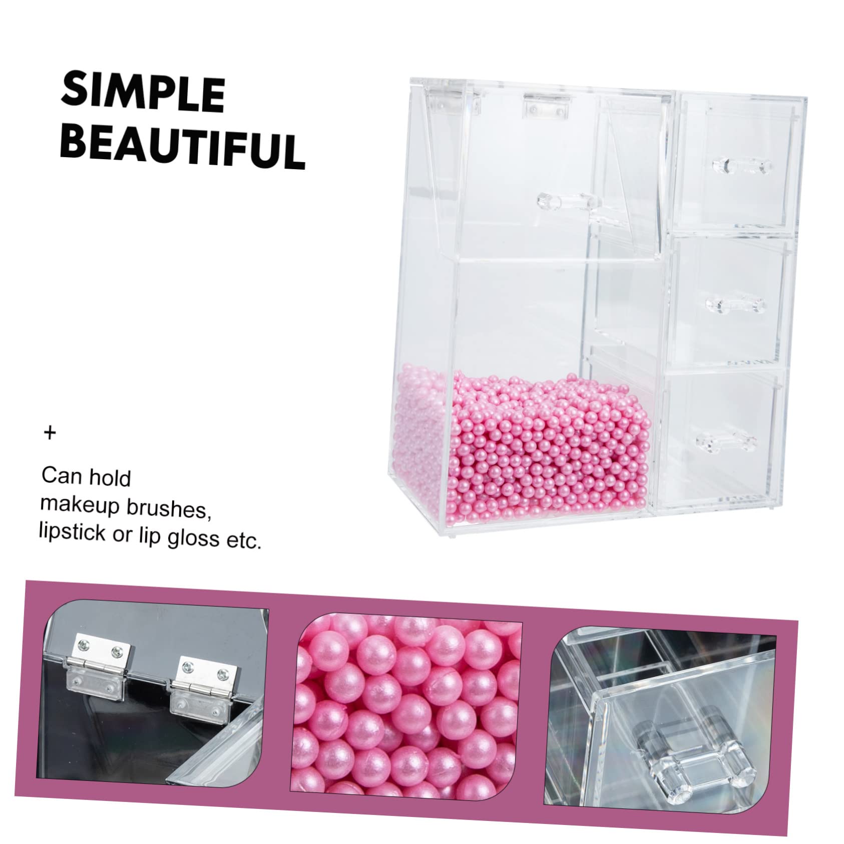 Healeved Porte-pinceaux de Maquillage avec Couvercle Pot à Pinceaux Cosmétiques Support à Cosmétiques Organisateur Outils de Maquillage Transparent pour Coiffeuse