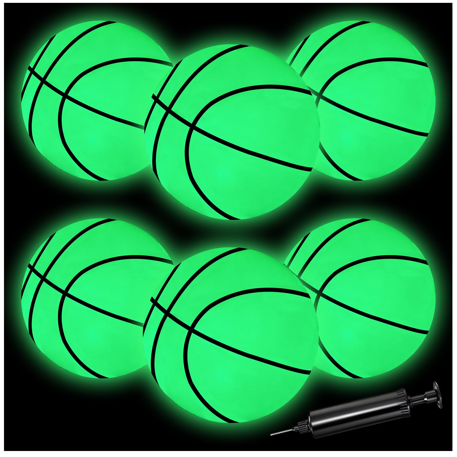 Glow in Dark Basketball 6 Pack with Pump,Soft Mini Balls Indoor Outdoor