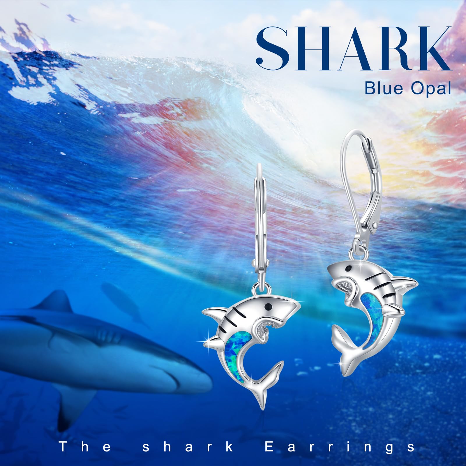 REDSUN Delfin/Koala/Hai Ohrringe Damen 925 Sterling Silber mit Herz Mondstein - Hängend Delphin Schmuck Geschenk für Mutter, Mama, Ehefrau, Frauen, Mädchen, Freundin - Valentinstag Weihnachten