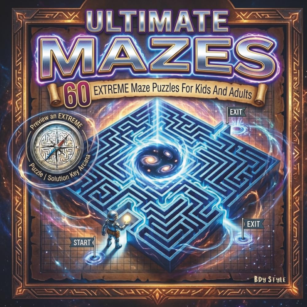 Ultimate Mazes for Kids and Adults: 60 Extreme Maze Puzzles: A Cosmic Journey of Challenging Brain Teasers for All Ages – Improve Focus, Logic, and Problem-Solving Skills