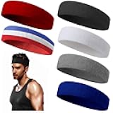 6PCS Moisture Wicking Headbands and Sweatbands for Men's Sports, Tennis, Basketball, Running, Working, Gym