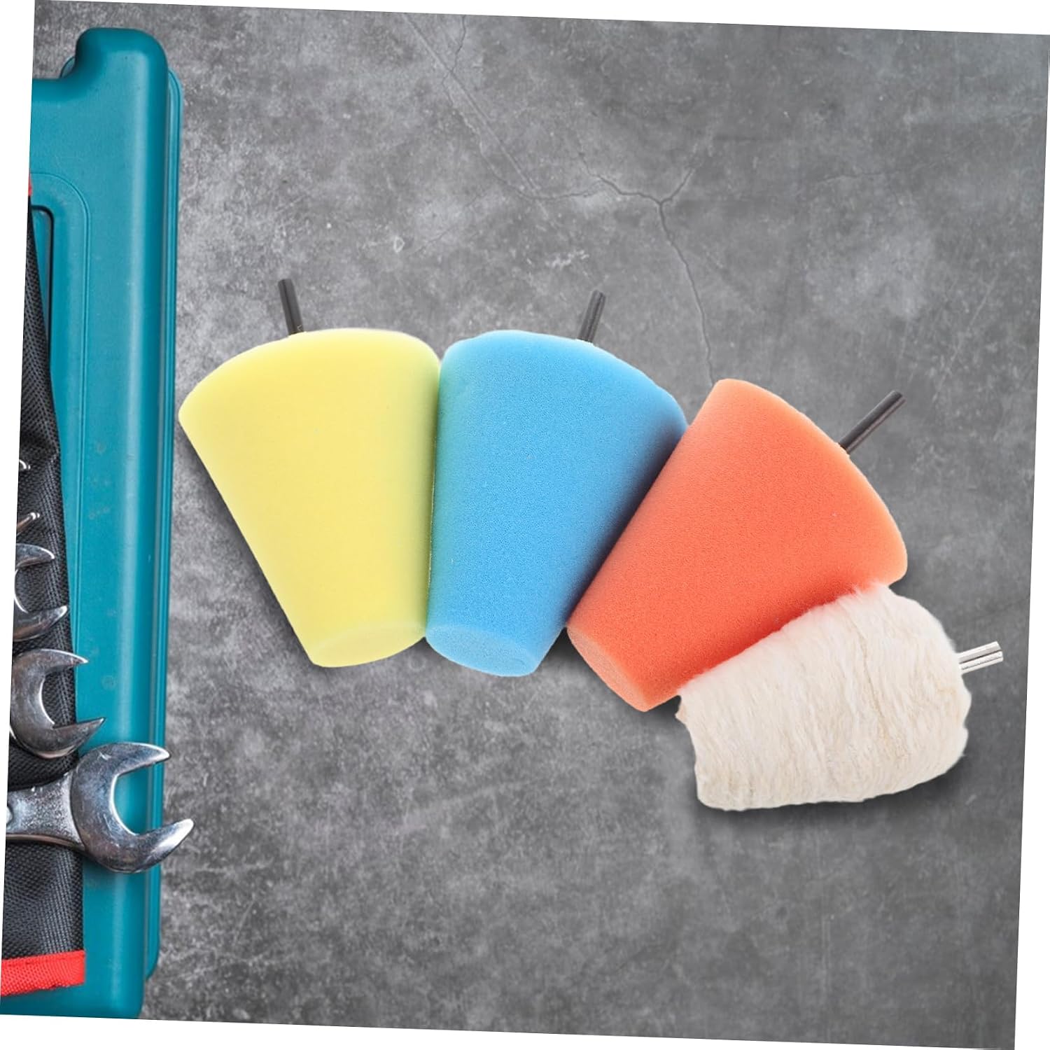 Zerodeko 4pcs Car Wheel Hub Polishing Kit Conical Sponge Buffing Pads for Car Waxing and Tire Shine