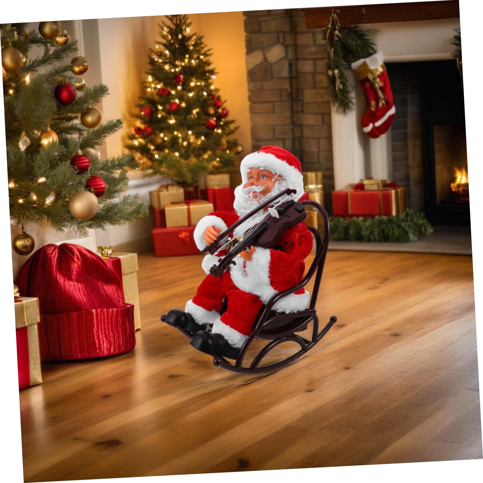 SOIMISS Juguete de Papá Noel Eléctrico Muñeco Adorable con Silla de Ruedas Juguete Decorativo Navideño para Fiestas Infantiles y Hogar Obsequio de Papá Noel
