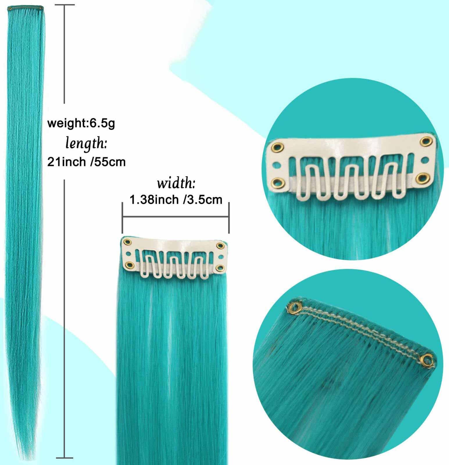 Rainbow Hair Extensions Colored Hair Extensions Clip In/On For Girls Hair Accessories Wig Pieces For women 9PCS - Image 4