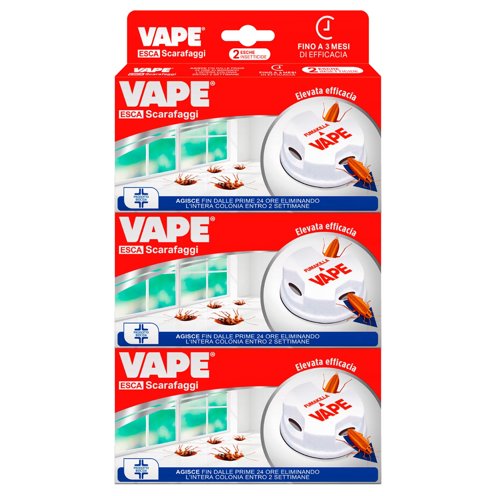 Vape Esca Scarafaggi Insetticide Disinfestazione Blatte Cimici 6 Esche Efficacia 3 Mesi