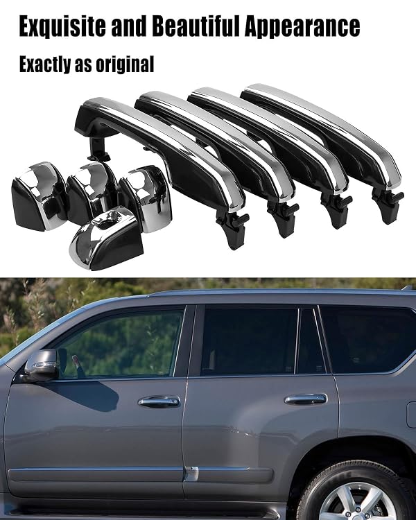 Exterior Door Handles Front Rear Left and Right Fit for Toyota 4Runner Lexus GX460 2010-2021 Replace 69210-60170 69250-60050 69250-60060 69250-60070, External Door Handle for Driver Passenger, 4 PCS by WUMZIJ - Used condition - Image 2