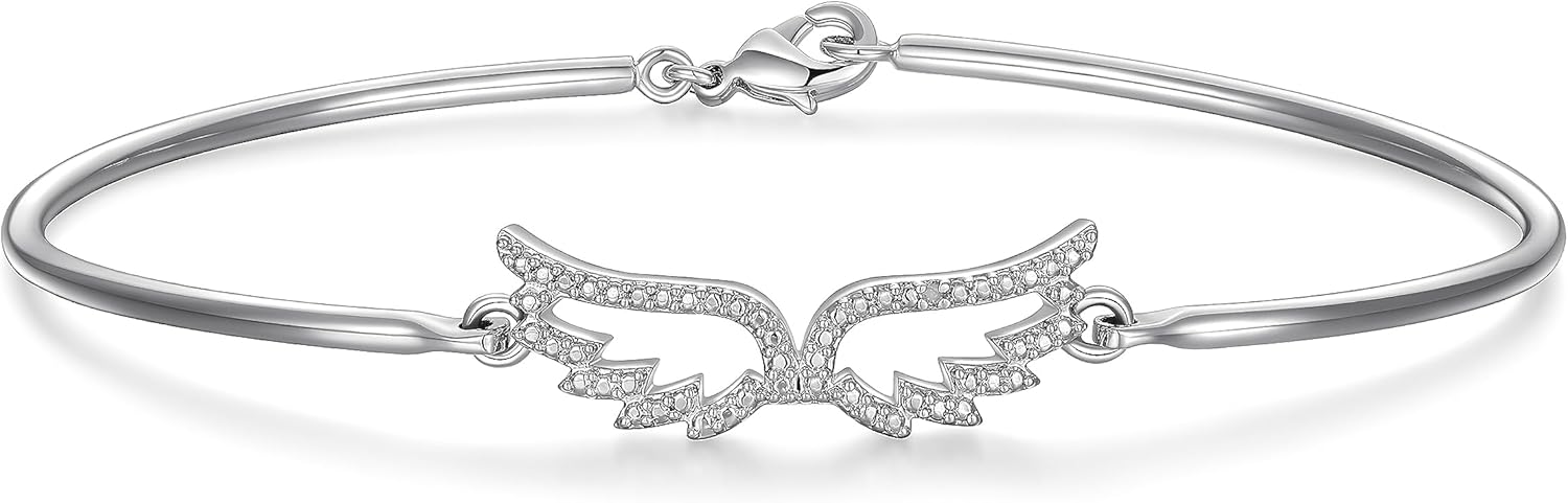 MORGAN & PAIGE Bronze 18K Yellow, 14K Rose Gold or Rhodium Plated Diamond Accent Two-Tone Bangle Bracelets for Women - Open Bangle Bracelets for Women, Hypoallergenic Elegant Jewelry, 7.25 inches