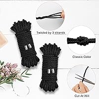 Vista 2 de Cuerda de Seda Suave, Cuerda de Cordón Trenzado Amigable con la Piel (Negro, 32 pies)
