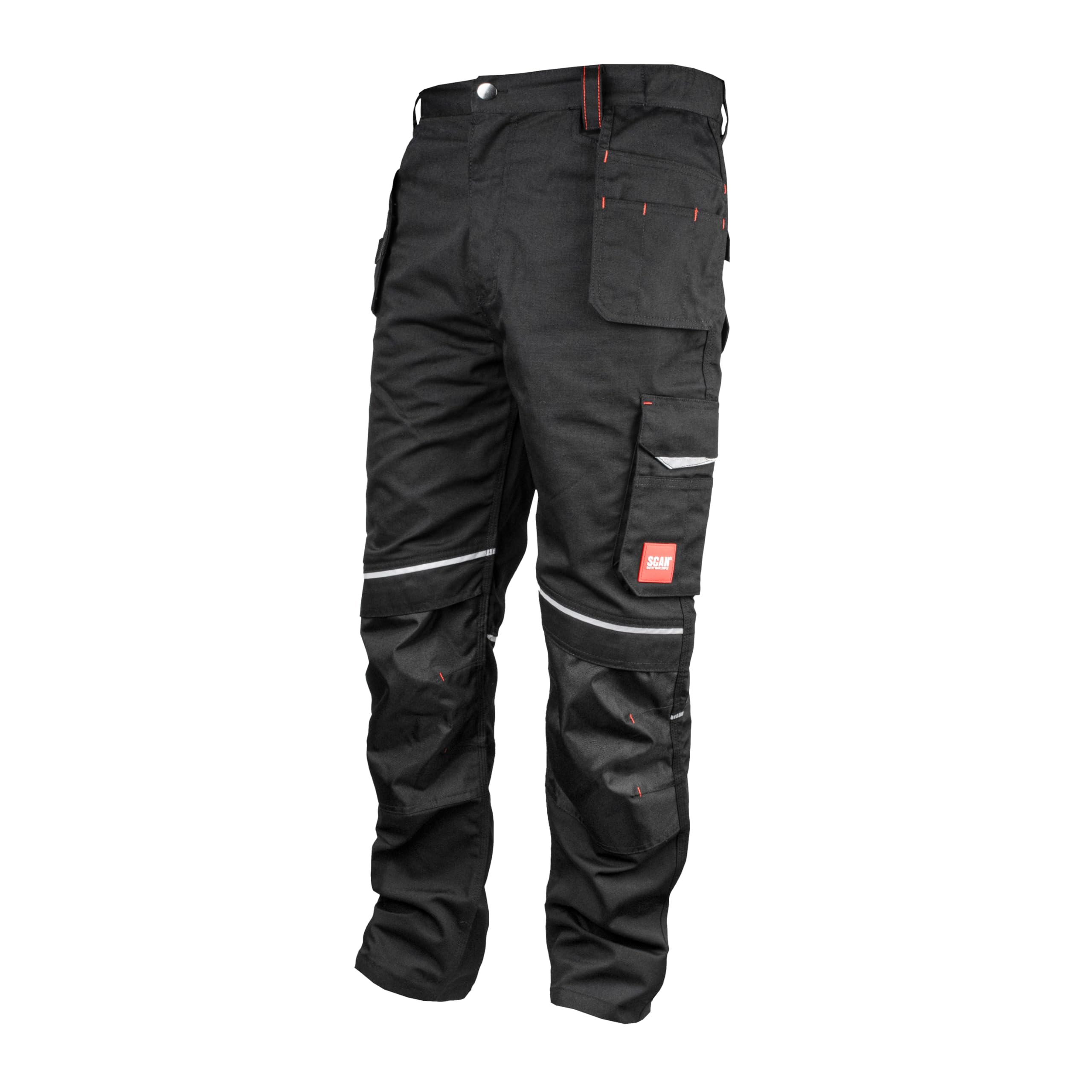 Scan Trade Holster Trousers – Durable Polycotton Work Trousers with Holster Pockets, Kneepad Pockets, Reflective Trim & Adjustable Waist & Hem – Size XXL. Waist 40–42in, Inner Leg: 30-32in