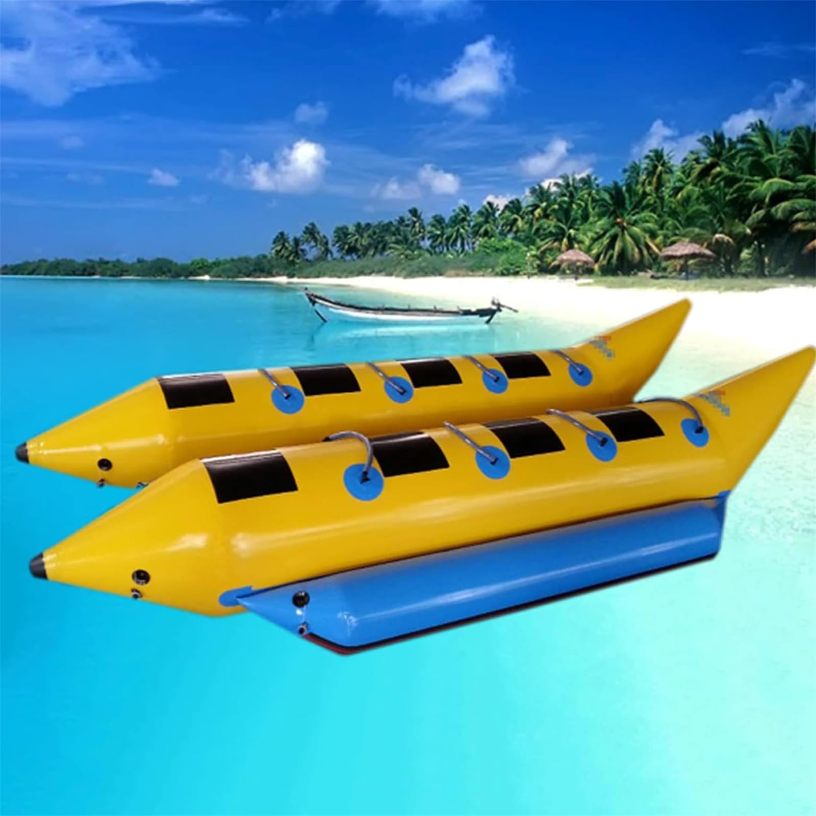 Barco de plátano inflable para deportes acuáticos, tubo de remolque de doble fila para 8 personas para actividades divertidas en la playa y el lago