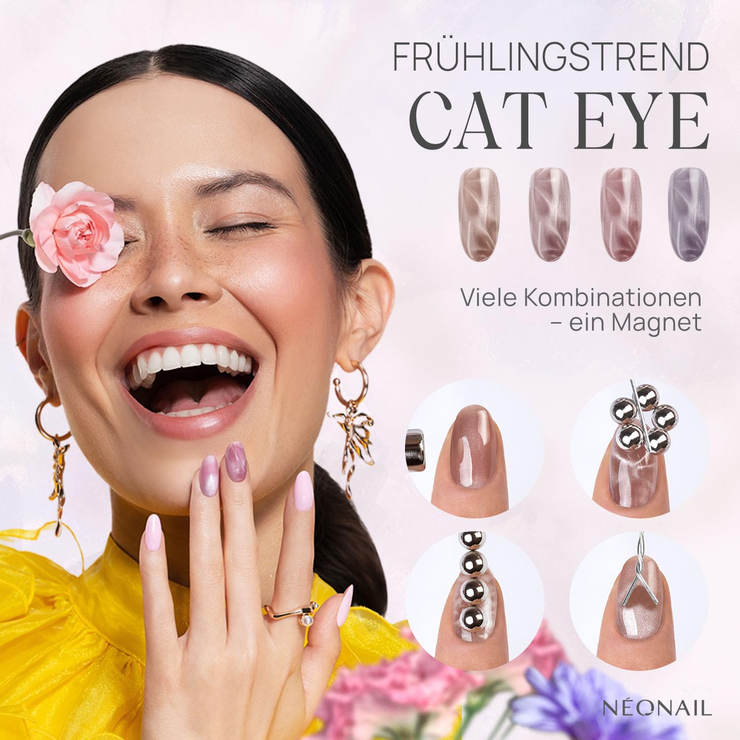 NÉONAIL UV Nagellack 7,2 ml - Rosa - Peony Glow - Cat Eye - NÉONAIL Farben - UV Lack - Gel Nägel - Nageldesign - 4