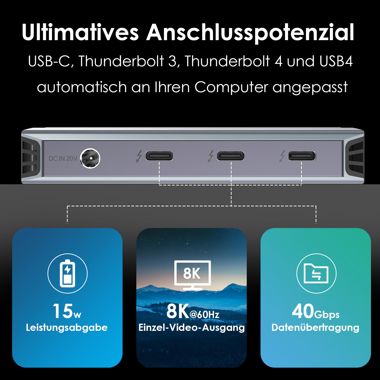 Estación de acoplamiento WAVLINK Thunderbolt 4, concentrador con doble pantalla 4K @ 60Hz, alimentación de 100W, USB-A 3.2 Gen 2, para MacBook Pro/Air M1 M2 M3, ordenador portátil Thunderbolt