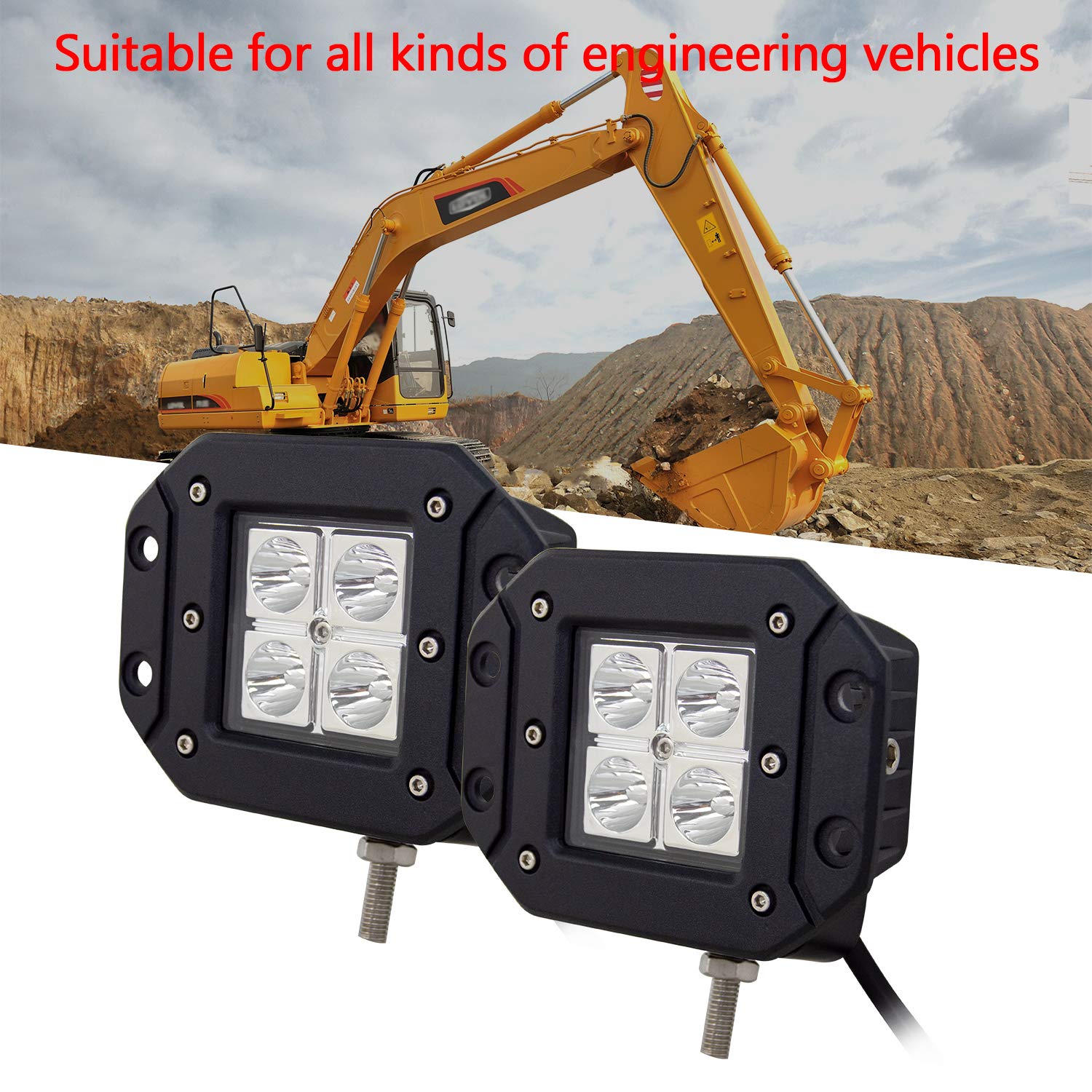 2 Phares LED Travail 6 Pouces 18W - 12V/24V IP67 - Projecteur Spot 30° Pour 4x4, Camion, Bateau