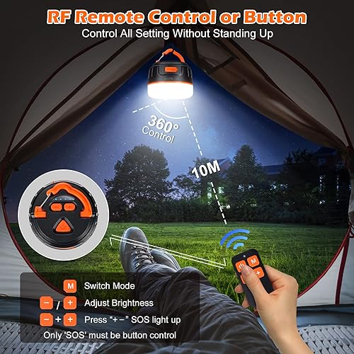 Miniatura 8 de Luces LED para campamento, recargables, luces colgantes para tienda de campaña, 1000 lm hasta 150 horas de funcionamiento, banco de energía 5200