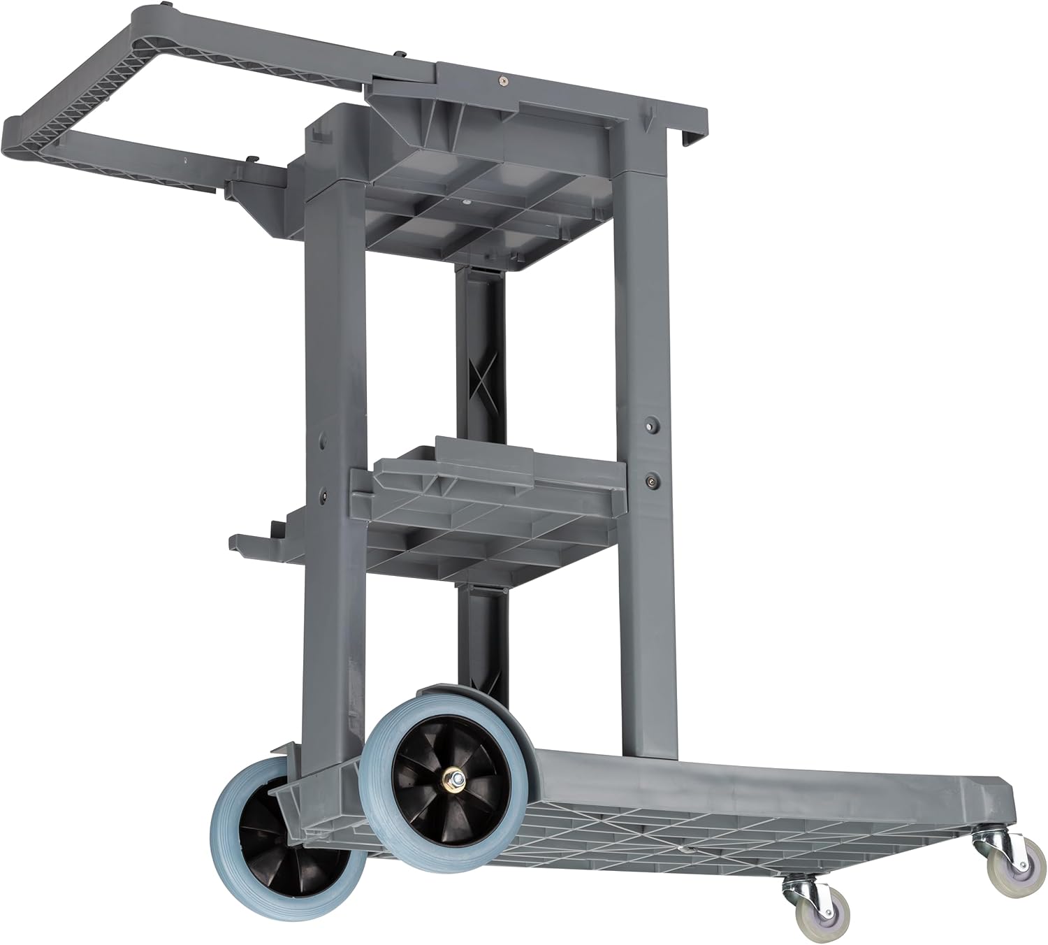 Carlisle FoodService Products Janitorial Cart Short Platform Cart with 25 Gallon Trash Bag for Restaurants, Hospitals, and Schools, Plastic, 45 X 19 X 39 Inches, Gray