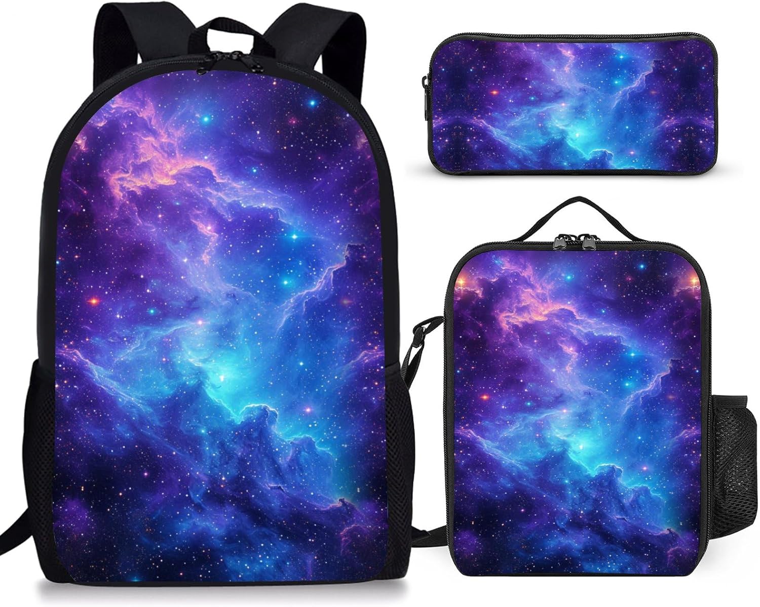 3PCS Axolotl Backpack for Boys Girls Teens, School Backpack with Lunch Box Pencil Case for Elementary Middle High Students, 17 Inch Lightweight Bookpack 3 in 1 Set Back to Shool Supplies for Kids