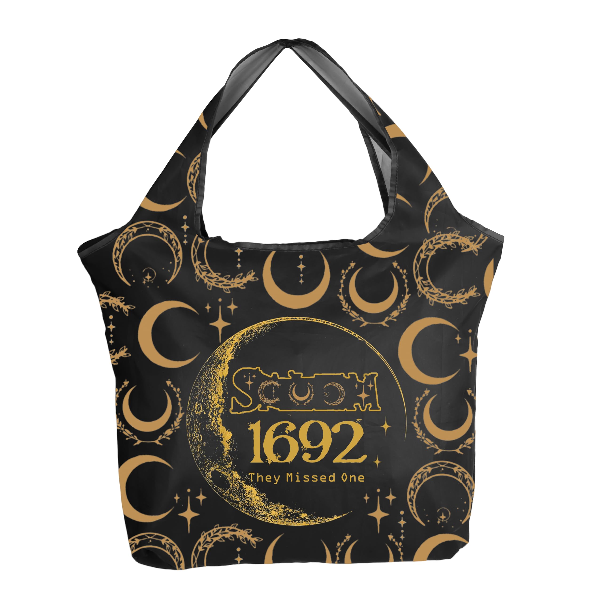 CMNIM Witch Gifts 1692 They Missed One Foldable Reusable Grocery Bag Moon Phase Witchy Shopping Bag