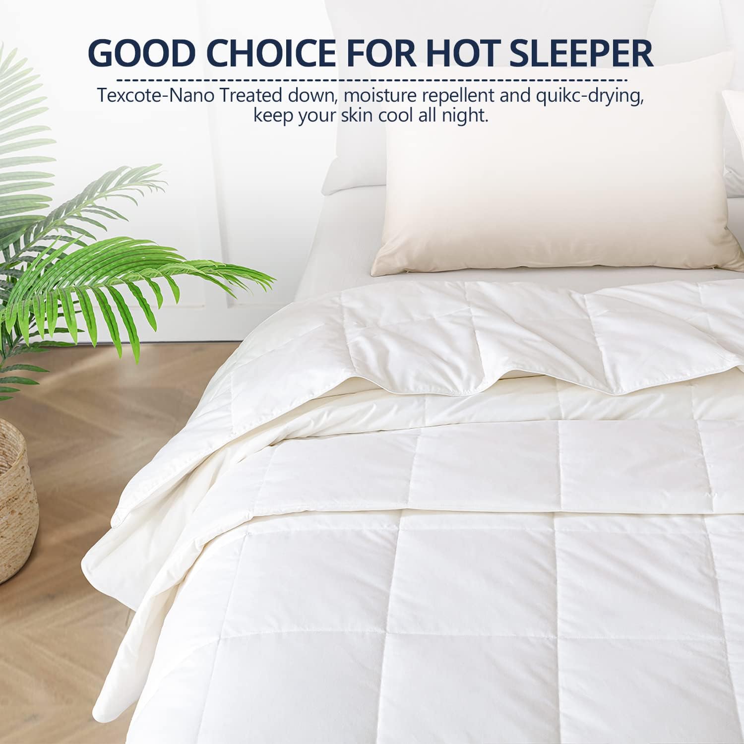 Globon Down Blanket, Extra Lightweight Summer Comforter/Duvet Insert, Noiseless & Extra Soft, Queen Size 90x90 inches,10 Ounce Fill Weight, White White-extra Lightweight Queen90*90in