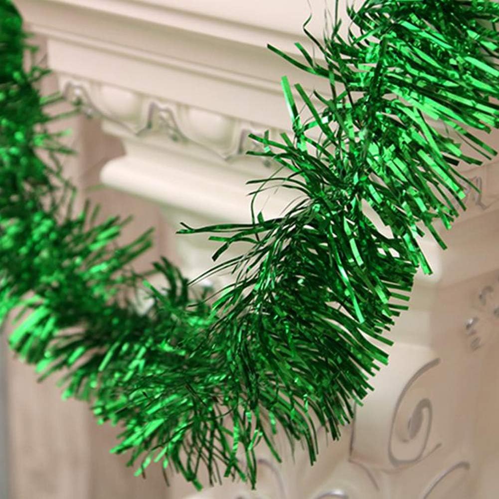 Christmas Tinsel Garland, 33 Feet Artificial Green Bunting Tinsel Garland for Christmas Party Home Decoration Supply