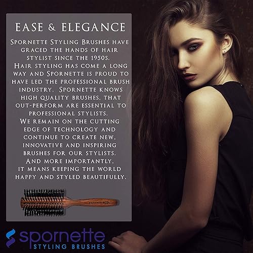 Miniatura 7 de Spornette Deville - Cepillo redondo grande, 100% cerdas de jabalí, 2.5 pulgadas, para peinar, rizar y reventar, añade brillo, volumen y elevación a