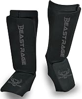 BEAST RAGE Neoprén Lábszárvédő Párnázott Rüsztvédővel - Muay Thai, MMA, Box, Karate Edzéshez - Unisex Fekete S Méret 1