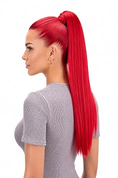 CAISHA 20" Hairpiece Ponytail Clip On Extensions With Butterfly Claw Straight Red H99