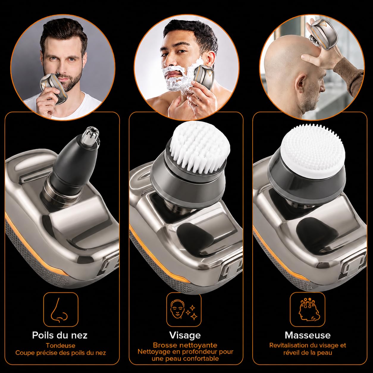 Golden Goods Rasoir Tete Chauve Homme 7D Skull Shaver Électrique Hommes Cheveux 90 mins d'autonomie Rasoir Crane Homme Chauve Étanche Wet & Dry Tondeuse Crane Chauve sans Fil avec Écran LED