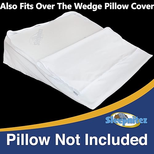 Miniatura 2 de Sleepnitez Almohada de cuña de 8 pulgadas para reflujo ácido con funda Tencel y funda de almohada suelta de algodón egipcio blanco