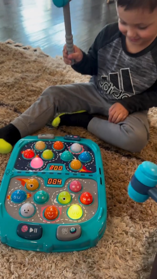 Whack A Mole Game For Kids - Interactive Toddler Toy With Lights & Sound, 2 Hammers