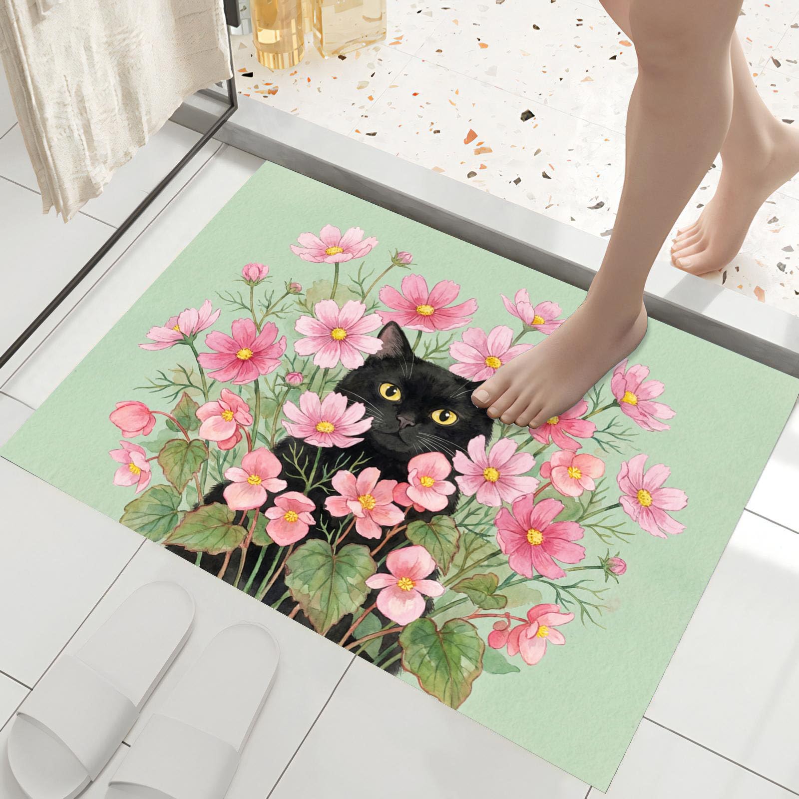 Paillasson absorbant l'eau aquarelle animaux et microfibre de qualité